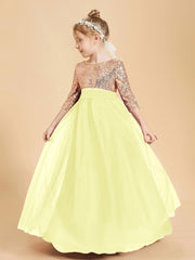 Robe Étincelante de Demoiselle d'Honneur Junior Top en Paillettes Jonquille