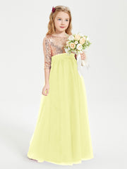 Robe Étincelante de Demoiselle d'Honneur Junior Top en Paillettes Jonquille