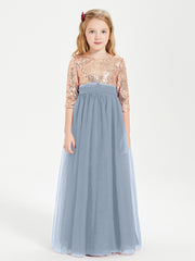 Robe Étincelante de Demoiselle d'Honneur Junior Top en Paillettes Bleu Poudré