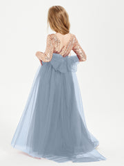 Robe Étincelante de Demoiselle d'Honneur Junior Top en Paillettes Bleu Poudré