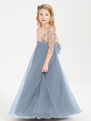 Robe Étincelante de Demoiselle d'Honneur Junior Top en Paillettes Bleu Poudré