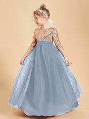 Robe Étincelante de Demoiselle d'Honneur Junior Top en Paillettes Bleu Poudré