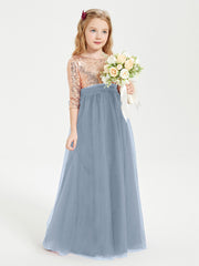 Robe Étincelante de Demoiselle d'Honneur Junior Top en Paillettes Bleu Poudré