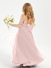 Robe Étincelante de Demoiselle d'Honneur Junior Top en Paillettes Rose Poudré