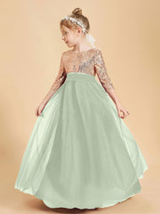 Robe Étincelante de Demoiselle d'Honneur Junior Top en Paillettes Sauge Poudrée
