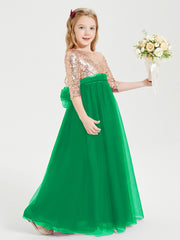 Robe Étincelante de Demoiselle d'Honneur Junior Top en Paillettes Emeraude