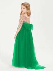 Robe Étincelante de Demoiselle d'Honneur Junior Top en Paillettes Emeraude