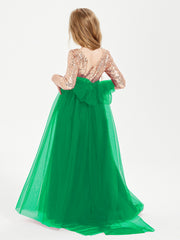 Robe Étincelante de Demoiselle d'Honneur Junior Top en Paillettes Emeraude