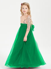 Robe Étincelante de Demoiselle d'Honneur Junior Top en Paillettes Emeraude