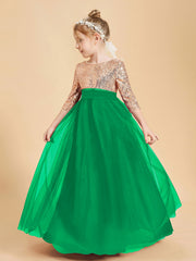 Robe Étincelante de Demoiselle d'Honneur Junior Top en Paillettes Emeraude