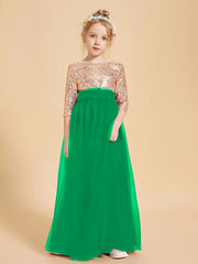 Robe Étincelante de Demoiselle d'Honneur Junior Top en Paillettes Emeraude
