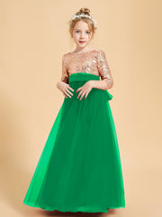 Robe Étincelante de Demoiselle d'Honneur Junior Top en Paillettes Emeraude