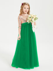 Robe Étincelante de Demoiselle d'Honneur Junior Top en Paillettes Emeraude