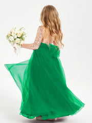 Robe Étincelante de Demoiselle d'Honneur Junior Top en Paillettes Emeraude