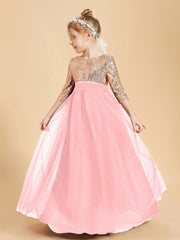 Robe Étincelante de Demoiselle d'Honneur Junior Top en Paillettes Flamant