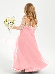 Robe Étincelante de Demoiselle d'Honneur Junior Top en Paillettes Flamant