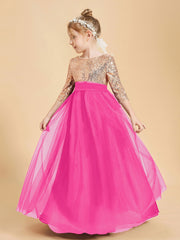 Robe Étincelante de Demoiselle d'Honneur Junior Top en Paillettes Fuchsia