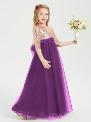 Robe Étincelante de Demoiselle d'Honneur Junior Top en Paillettes Raisin