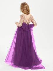 Robe Étincelante de Demoiselle d'Honneur Junior Top en Paillettes Raisin