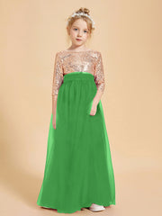 Robe Étincelante de Demoiselle d'Honneur Junior Top en Paillettes Vert