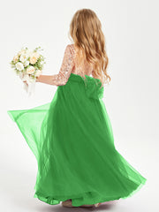 Robe Étincelante de Demoiselle d'Honneur Junior Top en Paillettes Vert