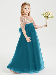 Robe Étincelante de Demoiselle d'Honneur Junior Top en Paillettes Bleu Encre