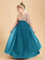 Robe Étincelante de Demoiselle d'Honneur Junior Top en Paillettes Bleu Encre