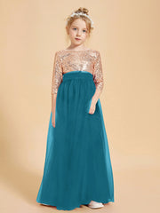Robe Étincelante de Demoiselle d'Honneur Junior Top en Paillettes Bleu Encre