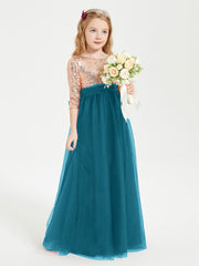 Robe Étincelante de Demoiselle d'Honneur Junior Top en Paillettes Bleu Encre