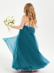 Robe Étincelante de Demoiselle d'Honneur Junior Top en Paillettes Bleu Encre