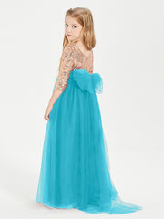 Robe Étincelante de Demoiselle d'Honneur Junior Top en Paillettes Jade