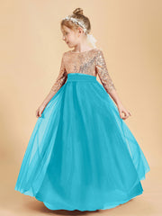 Robe Étincelante de Demoiselle d'Honneur Junior Top en Paillettes Jade