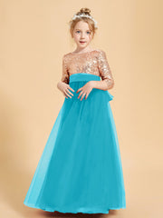 Robe Étincelante de Demoiselle d'Honneur Junior Top en Paillettes Jade