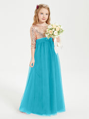 Robe Étincelante de Demoiselle d'Honneur Junior Top en Paillettes Jade