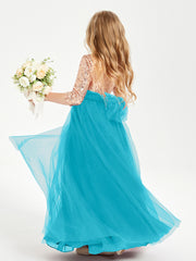 Robe Étincelante de Demoiselle d'Honneur Junior Top en Paillettes Jade