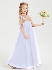 Robe Étincelante de Demoiselle d'Honneur Junior Top en Paillettes Lavande