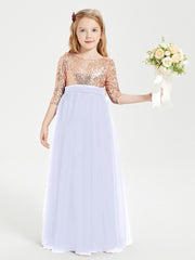 Robe Étincelante de Demoiselle d'Honneur Junior Top en Paillettes Lavande