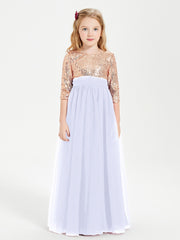 Robe Étincelante de Demoiselle d'Honneur Junior Top en Paillettes Lavande