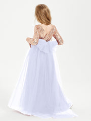 Robe Étincelante de Demoiselle d'Honneur Junior Top en Paillettes Lavande