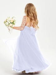 Robe Étincelante de Demoiselle d'Honneur Junior Top en Paillettes Lavande