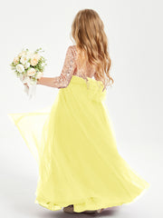 Robe Étincelante de Demoiselle d'Honneur Junior Top en Paillettes Citron