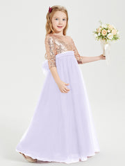 Robe Étincelante de Demoiselle d'Honneur Junior Top en Paillettes Lilas