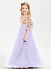 Robe Étincelante de Demoiselle d'Honneur Junior Top en Paillettes Lilas