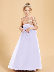 Robe Étincelante de Demoiselle d'Honneur Junior Top en Paillettes Lilas