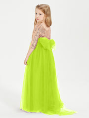 Robe Étincelante de Demoiselle d'Honneur Junior Top en Paillettes Vert Citron