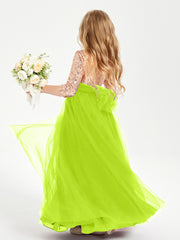 Robe Étincelante de Demoiselle d'Honneur Junior Top en Paillettes Vert Citron