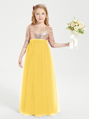 Robe Étincelante de Demoiselle d'Honneur Junior Top en Paillettes Souci
