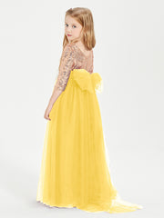 Robe Étincelante de Demoiselle d'Honneur Junior Top en Paillettes Souci