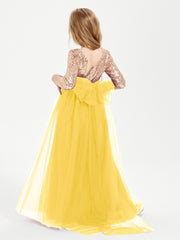 Robe Étincelante de Demoiselle d'Honneur Junior Top en Paillettes Souci