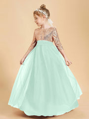 Robe Étincelante de Demoiselle d'Honneur Junior Top en Paillettes Vert Menthe